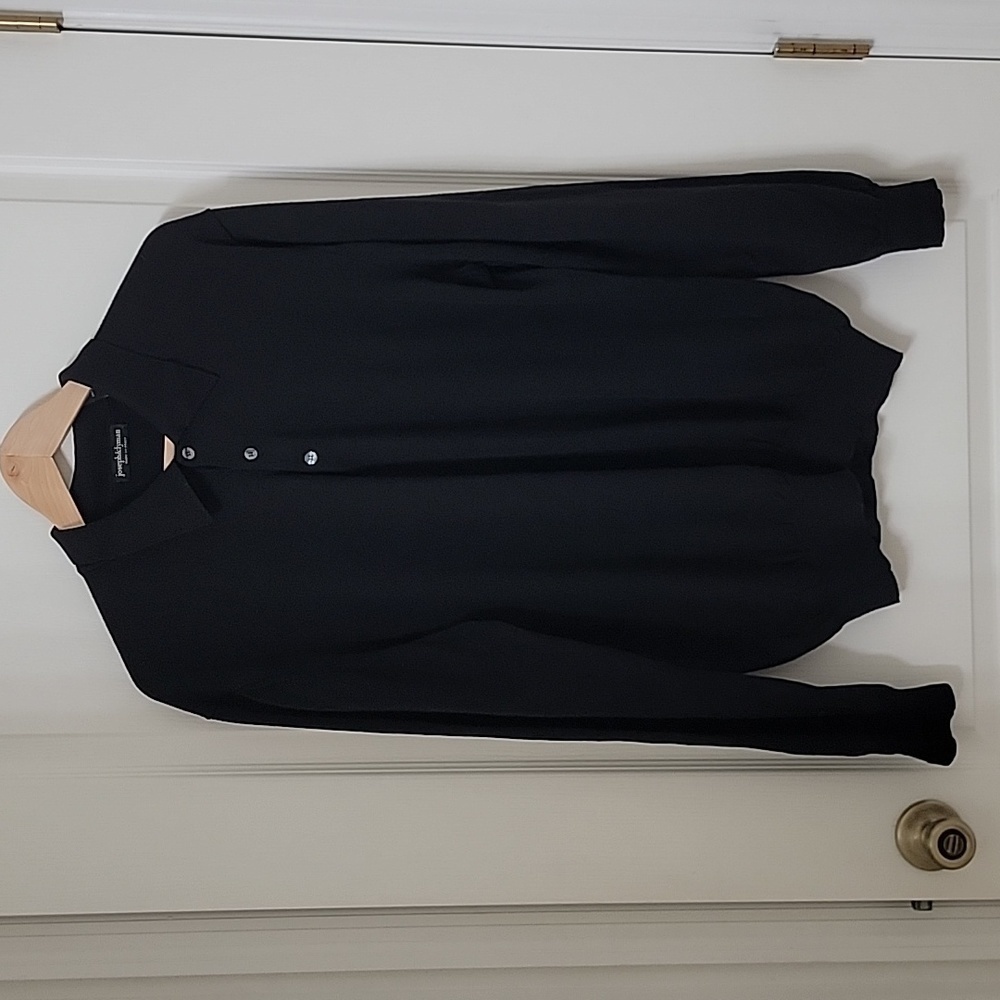 joseph&Iyman Mens Size XL 100% Extra Fine Merino Wool Black Sweater, 1/4 Button